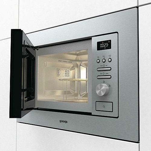 Піч Gorenje мікрохвильова, вбудовувана, 20л, 800Вт, гриль, дисплей, нерж