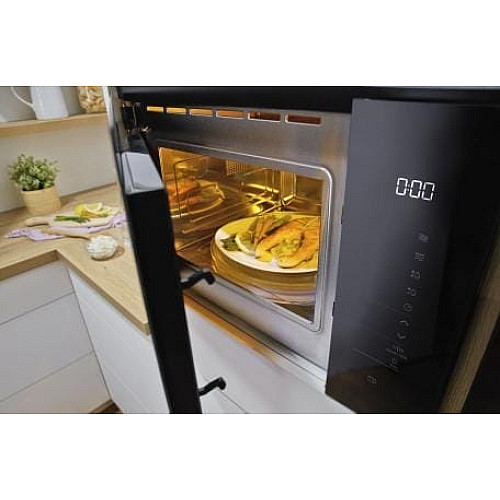 Микроволновая печь Gorenje встраиваемая, 25л, электр. управл., 900Вт, гриль, дисплей, инвертор, черный