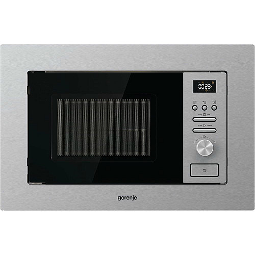 Микроволновая печь Gorenje встраиваемая, 20л, мех. управл., 800Вт, гриль, дисплей, инвертор, нерж