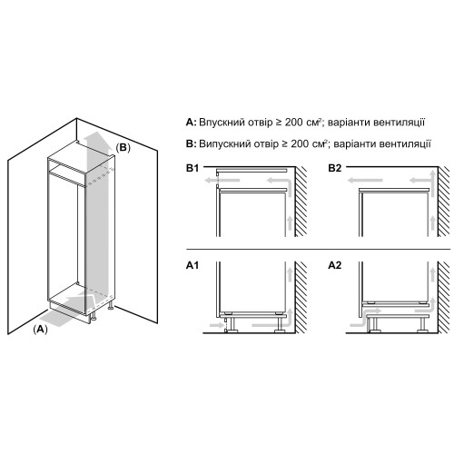 Морозильна камера Bosch вбудована, 177x55x55, 212л, 1дв., E, NF, білий