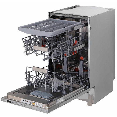 Посудомоечная машина Hotpoint встроенная, 10компл., A++, 45см, дисплей, 3й корзина, белая