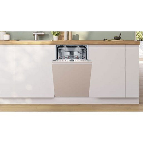 Посудомийна машина Bosch вбудована, 10компл., C, 45см, дисплей, 3й кошик, Zeolith, білий