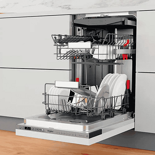 Посудомоечная машина Whirlpool встроенная, 10компл., A+++, 45см, дисплей, инвертор, 3й корзина, белая