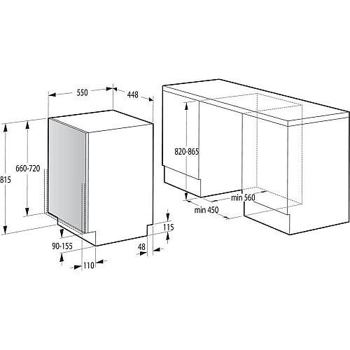 Посудомоечная машина Gorenje встраиваемая, 9компл., A++, 45см, белый