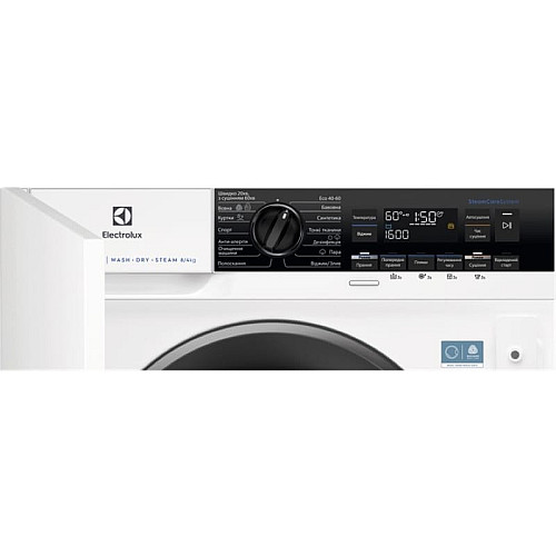 Стирально-сушильная машина Electrolux встроенная фронтальная, 8(4)кг, 1600, D, 54см, дисплей, пара, инвертор, белый