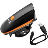 Ліхтар велосипедний Neo Tools фронтальний, 250 люмен, 3Вт, USB, 1200мА·год, 3 функцій освітлення, IPX4