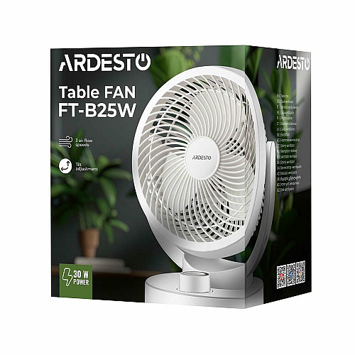 Вентилятор ARDESTO FT-B25W настільний, 15см, 30Вт, білий