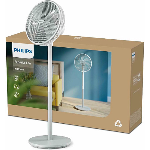 Вентилятор Philips напольный Series 2000, 40см, 48Вт, таймер, поворот 180, белый