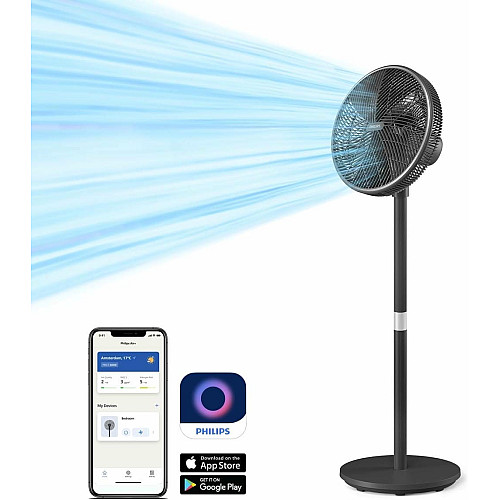 Вентилятор Philips напольный Series 3000, 40см, 48Вт, управление через смартфон, регулировка высоты, черный
