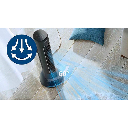 Вентилятор Philips колонний, 110см, 40Вт, пульт ДК, дисплей, графіт