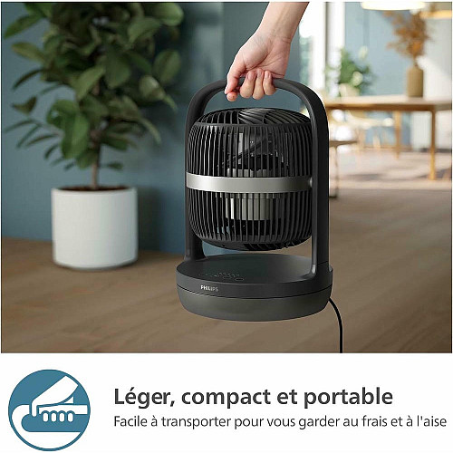 Вентилятор Philips настольный Series 3000, 22см, 27Вт, таймер, поворот 180, черный