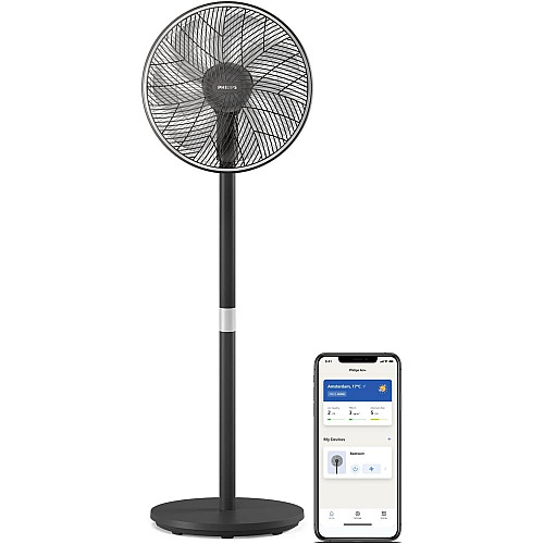 Вентилятор Philips напольный Series 3000, 40см, 48Вт, управление через смартфон, регулировка высоты, черный