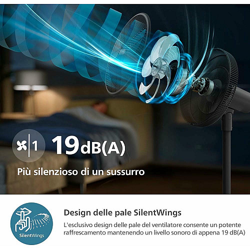 Вентилятор Philips напольный Series 3000, 40см, 48Вт, управление через смартфон, регулировка высоты, черный