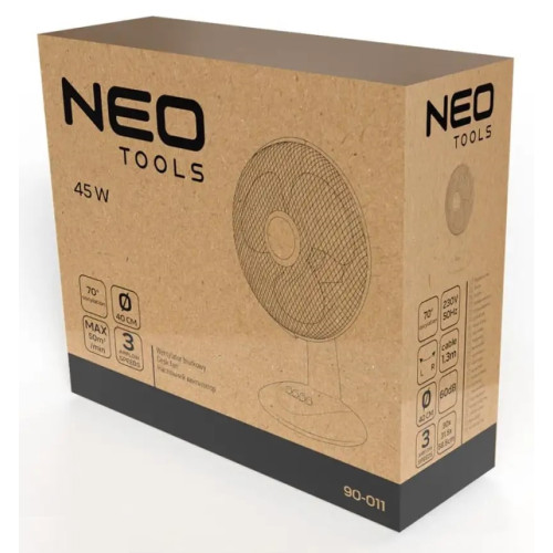 Вентилятор настільний Neo Tools, 40см, 45Вт, білий