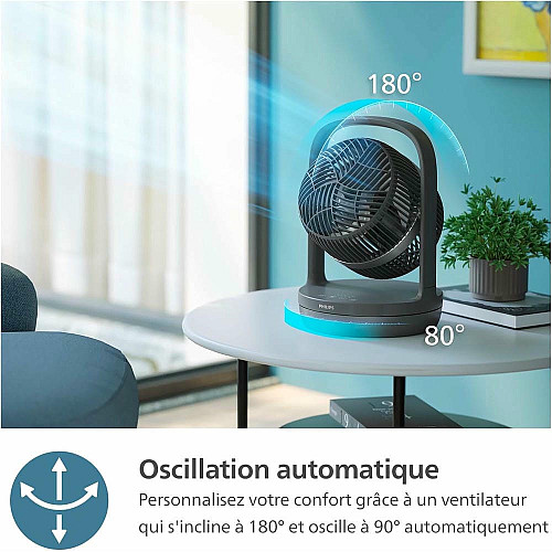 Вентилятор Philips настольный Series 3000, 22см, 27Вт, таймер, поворот 180, черный