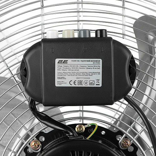 Напольный вентилятор 2E PowerWind 45C профессиональный, 45см, 100Вт, кнопки, двигатель медь 100%, серебряный