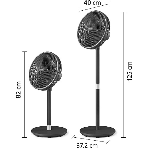 Вентилятор Philips напольный Series 3000, 40см, 48Вт, управление через смартфон, регулировка высоты, черный