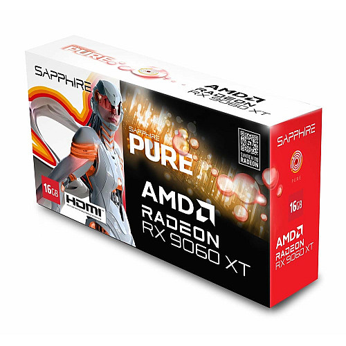 Видеокарта SAPPHIRE Radeon RX 9060 XT 16GB GDDR6 PURE GAMING OC белый