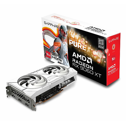 Видеокарта SAPPHIRE Radeon RX 9060 XT 16GB GDDR6 PURE GAMING OC белый