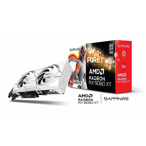 Видеокарта SAPPHIRE Radeon RX 9060 XT 16GB GDDR6 PURE GAMING OC белый