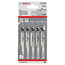 Полотно пиляльне для електролобзика Bosch Professional по дереву T101B, HCS лобзикова, 5шт