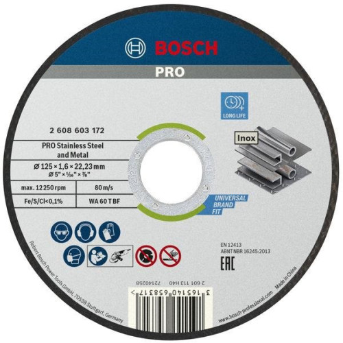 Диск відрізний Bosch Professional для нержавіючої сталі та металу 125x1.6x22.23мм