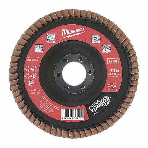 Диск пелюстковий шліфувальний Milwaukee CERA TURBO, 125x22.2мм, K60