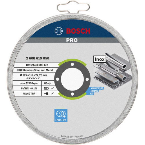 Диск відрізний Bosch Professional Stand для нержавіючої сталі 125x1.6x22.23мм, 10шт