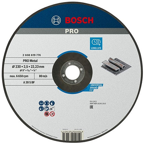 Диск отрезной шлифовальный Bosch Professional Standard, 230х22.23мм, по металлу