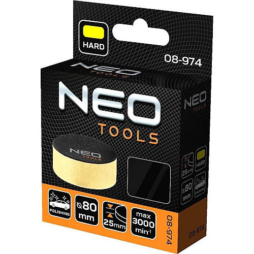 Диск полірувальний Neo Tools, губка м’яка, на липучці, 80x25мм