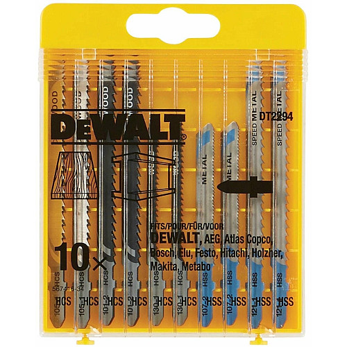 Полотно пилочное для электролобзика DeWalt по дереву и металлу, набор 10шт