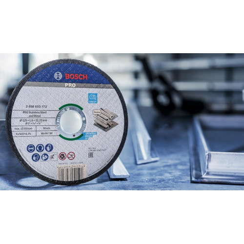 Диск відрізний Bosch Professional для нержавіючої сталі та металу, 125x1.6x22.23мм, 100шт