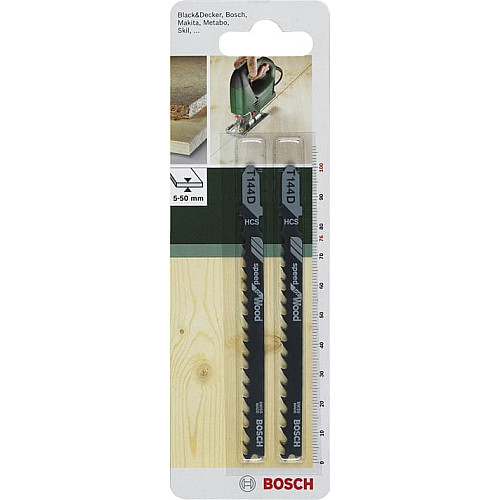 Полотно пилочное для электролобзика HSC Bosch по дереву, T 144 D, 4-5.2х100мм, 2шт