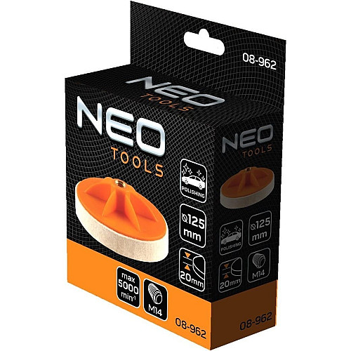 Диск полировальный Neo Tools, губка средней жесткости, M14, 125x20мм