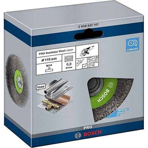Щетка дисковая Bosch Professional нержавеющая 115мм, 0.3мм, M14