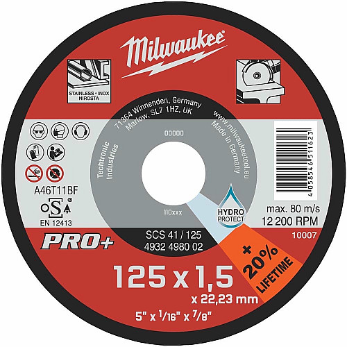 Диск відрізний Milwaukee Pro+ SCS41 по металу, 125х1.5х22.2мм
