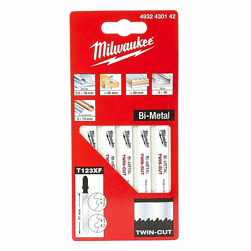 Полотно пилочное для электролобзика Milwaukee T123XF Bi-Meta универсальное, шаг зуба 2.5ммх91мм, 5шт.