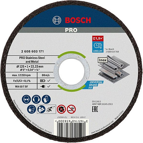 Диск відрізний Bosch Professional Stand по металу, 125х1.0х22.2мм, 10шт