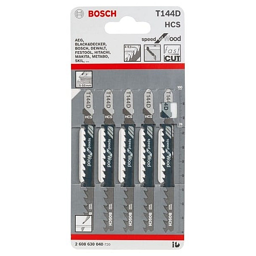 Полотно пилочное для электролобзика Bosch Professional по дереву T144D, 4-5.2х100мм, 5шт