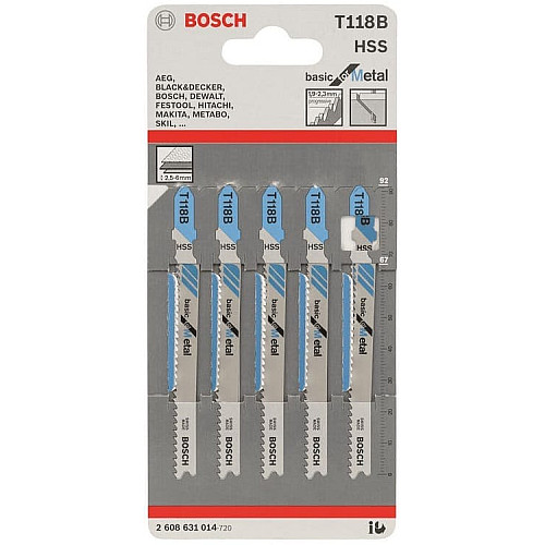 Полотно пилочное для электролобзика Bosch Professional по металлу T 118 B, 1.9-2.3х92мм, 5шт