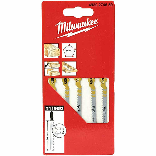 Полотно пилочное для электролобзика Milwaukee T119BO по дереву, шаг зуба 2ммх50мм, 5шт.