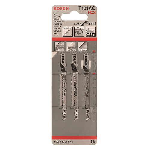 Полотно пилочное для электролобзика Bosch Professional по дереву T 101 AO, 1.4х83мм, 3шт