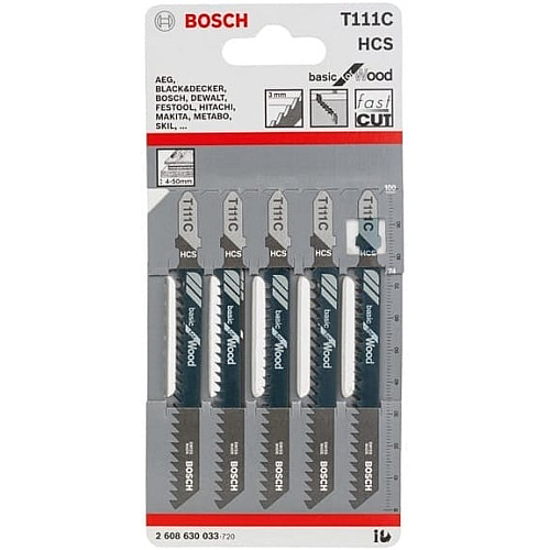 Полотно пилочное для электролобзика Bosch Professional по дереву T111С, 5шт