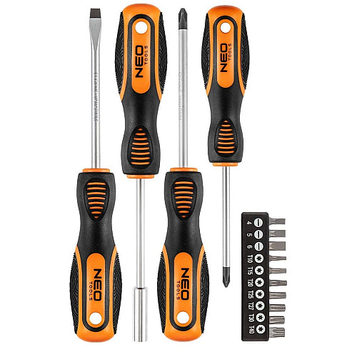 Викрутки Neo Tools 10 біт, SL,PH,Torx, сталь CrV, набір 14шт