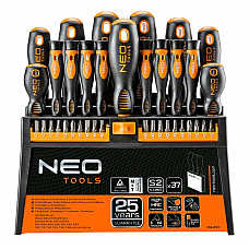 Викрутки Neo Tools, 20 біт, SL,PH,PZ,Torx,H, сталь S2, з підставкою, набір 37шт