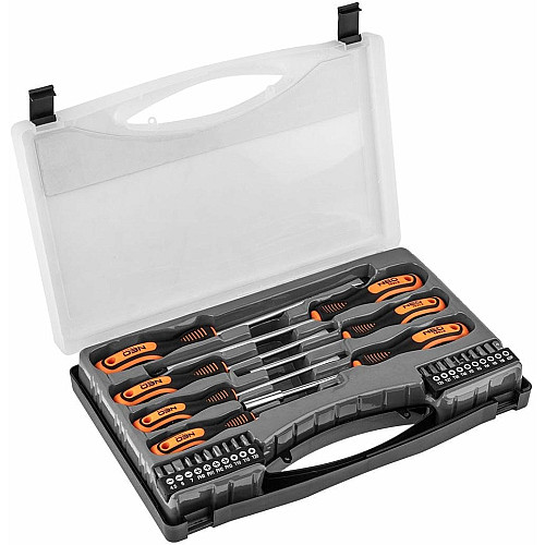 Отвертки Neo Tools 20 бит, SL, PH, Torx, H, сталь CrV, кейс набор 27шт