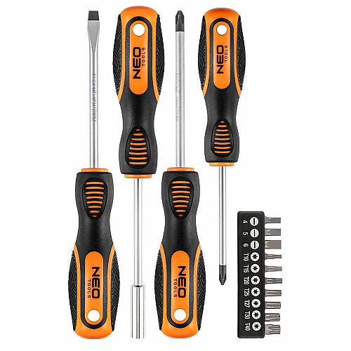 Викрутки Neo Tools 10 біт, SL,PH,Torx, сталь CrV, набір 14шт