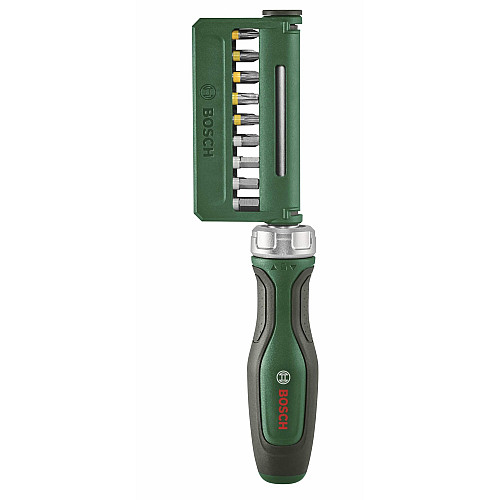 Викрутка Bosch з тріскачкою, 18 біт, 225мм, сталь CrV