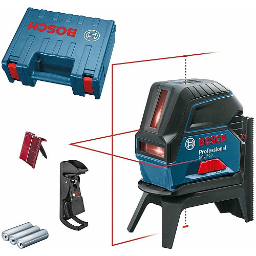Нивелир лазерный Bosch Professional GCL2-50 до 20м ±0.3мм/м красный луч +RM1+BM3 чехол мишень кейс IP54 0.6кг