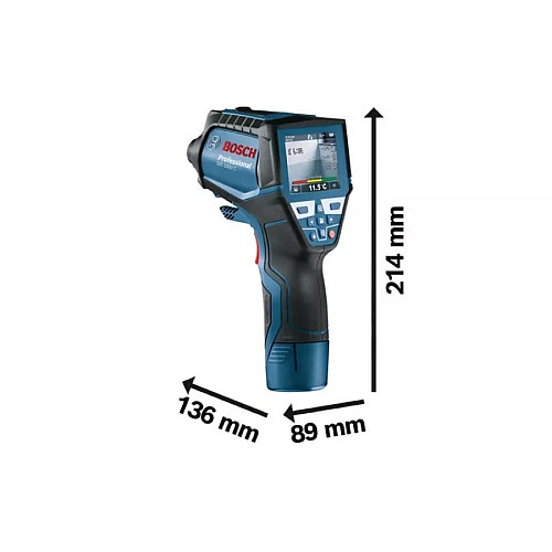 Термодетектор аккумуляторный Bosch Professional GIS 1000 C, 12В, акб 1х2Ач, -40°C…+1000°C, ±1.0°C, IP54, 0.1–5м, 0.54кг, кейс